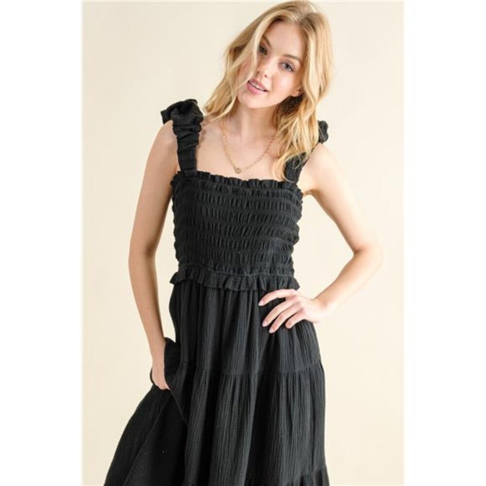 NWT "And The Why" Smocked Ruffled Tiered Dress, Cotton, Flirty Summer Dress - Picture 4 of 5